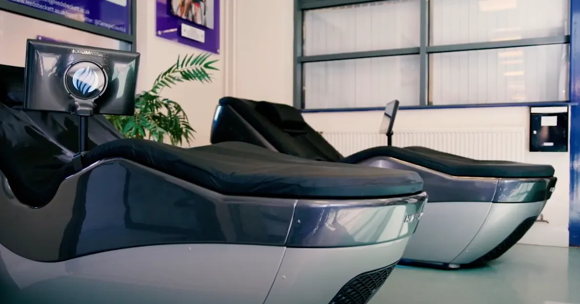 Two HydroMassage lounges in a wellness room