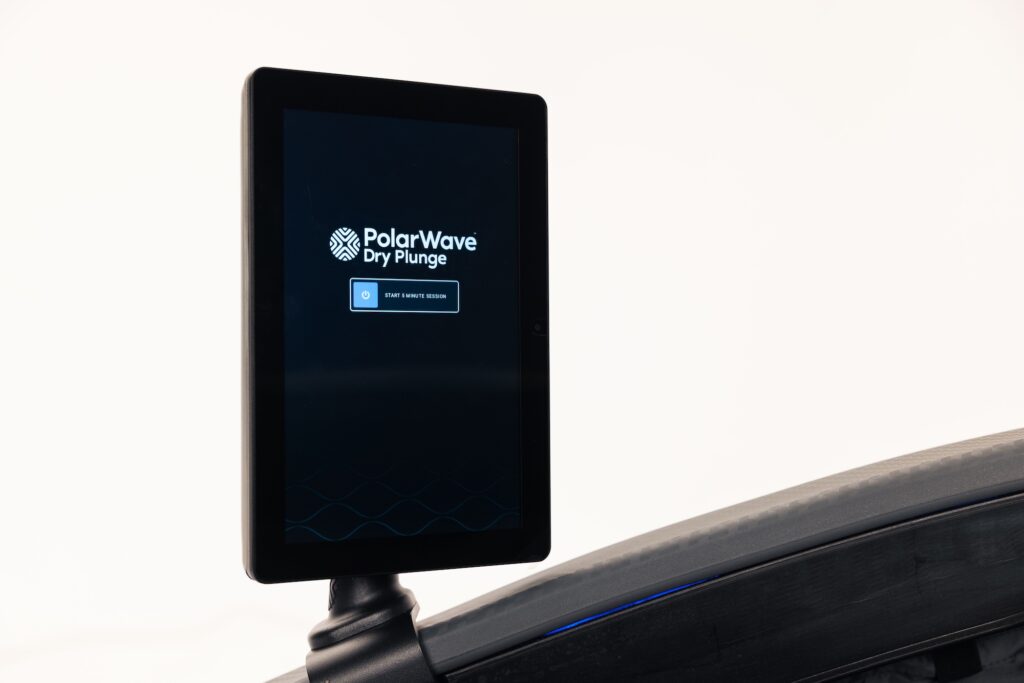 Closeup of PolarWave dry cold plunge screen