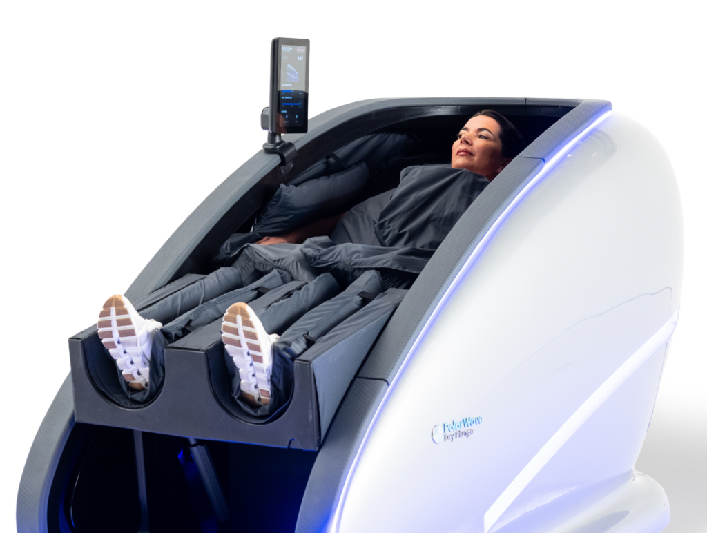woman lying in a polarwave dry plunge